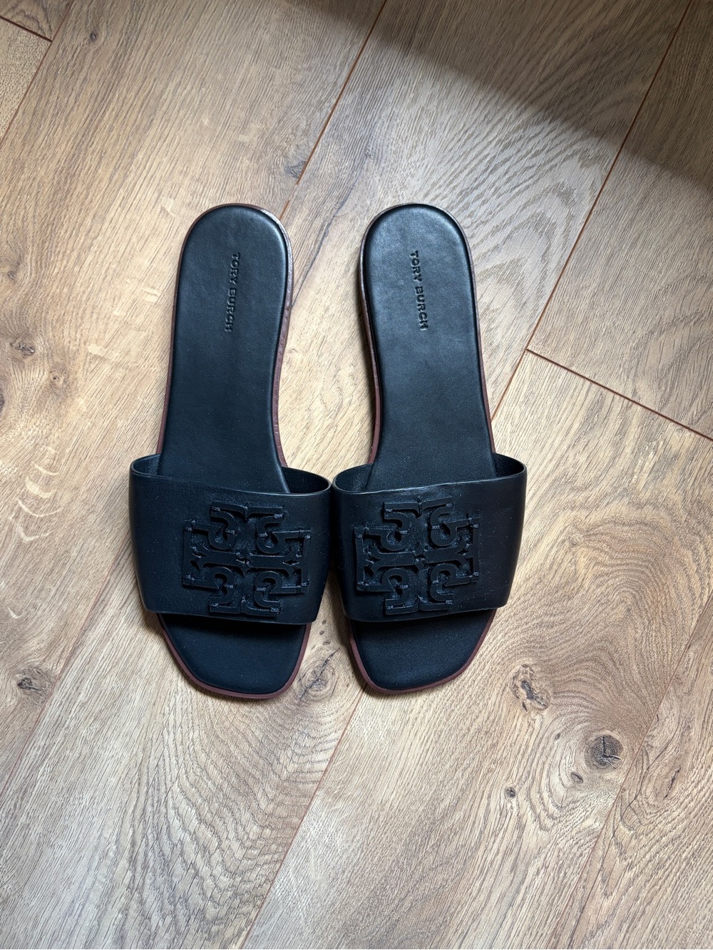 Tory Burch Black Logo Slide Mules (Size 10)